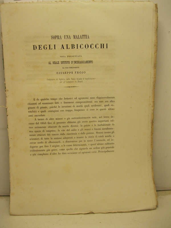 Sopra una malattia degli albicocchi. Nota presentata al reale istituto d'Incoraggiamento